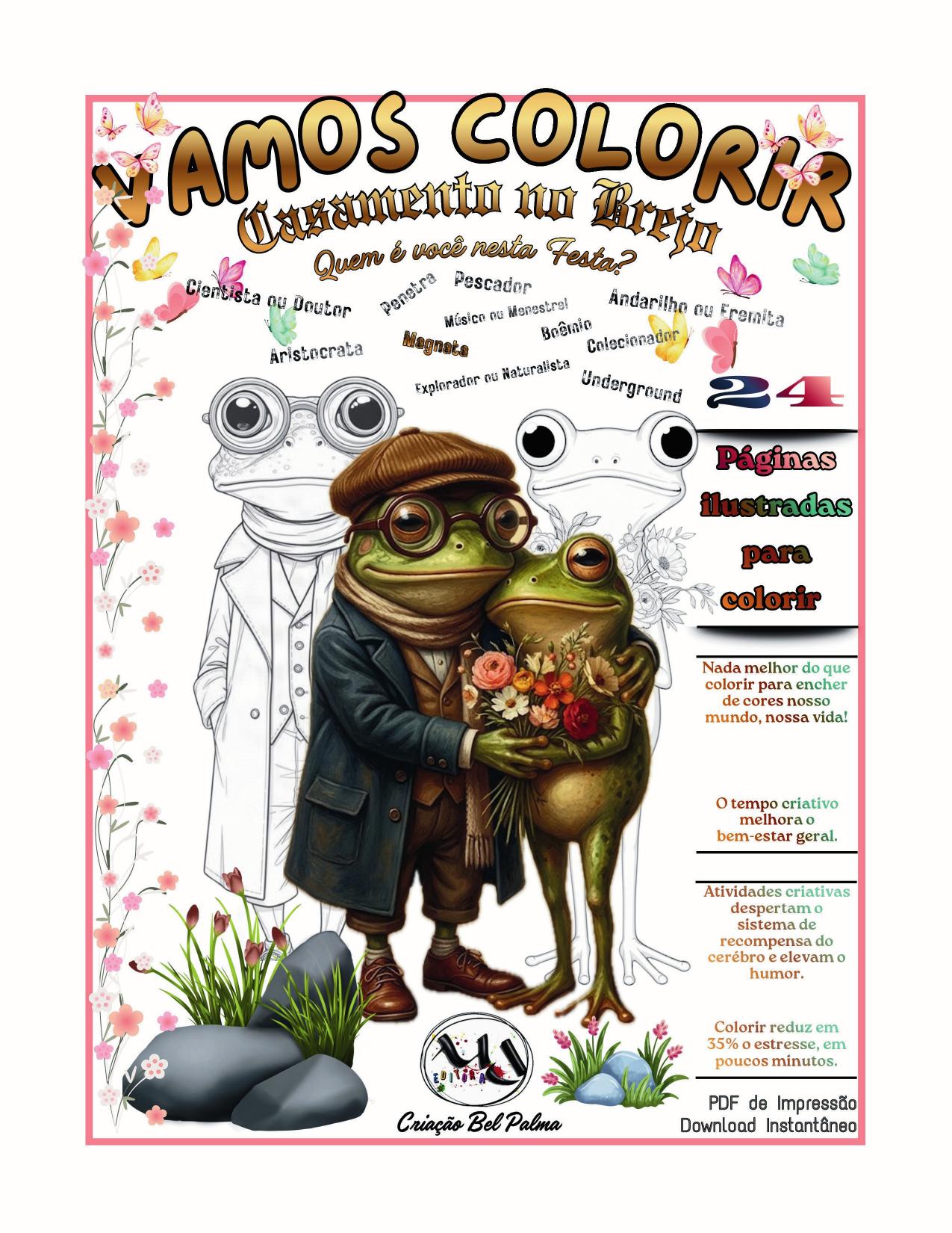 Capa do e-book de colorir Casamento no Brejo, da MDEDITORA