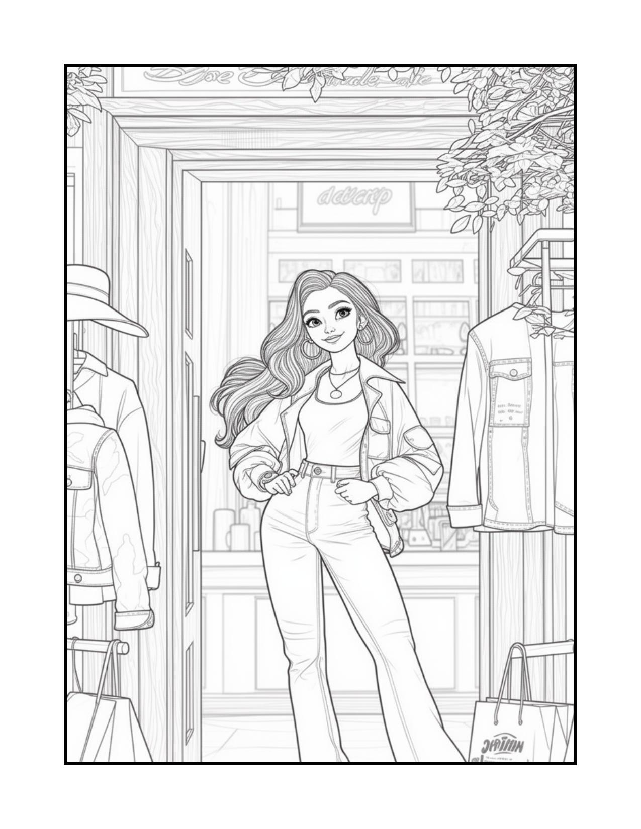 Página de exemplo para colorir do e-book Estilo, Ritmo e Encontros