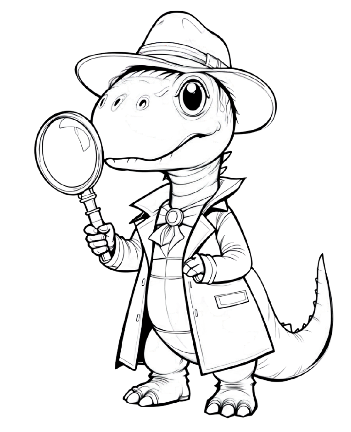 Página de exemplo para colorir do e-book Dino e Sua Turma