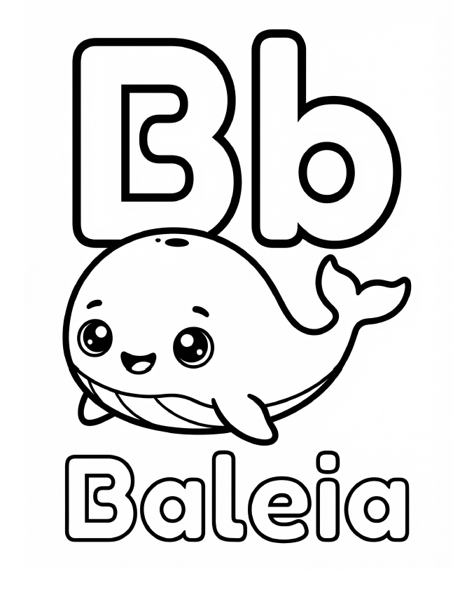 Página de exemplo para colorir do e-book Alfabeto Completo