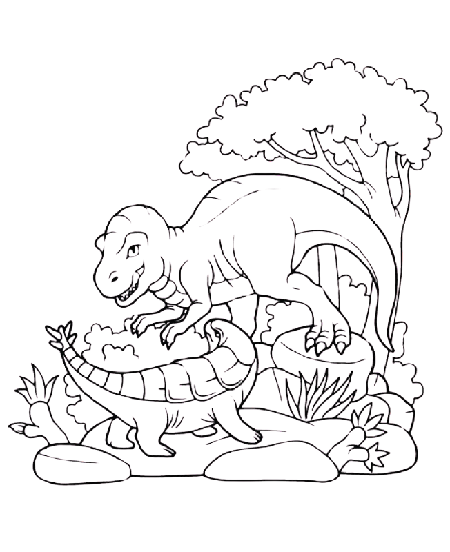 Página de exemplo para colorir do e-book Expedição Dino Kids