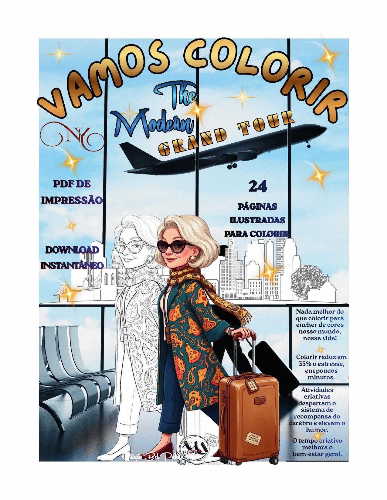 Capa do e-book de colorir The Modern Grand Tour, da MDEDITORA