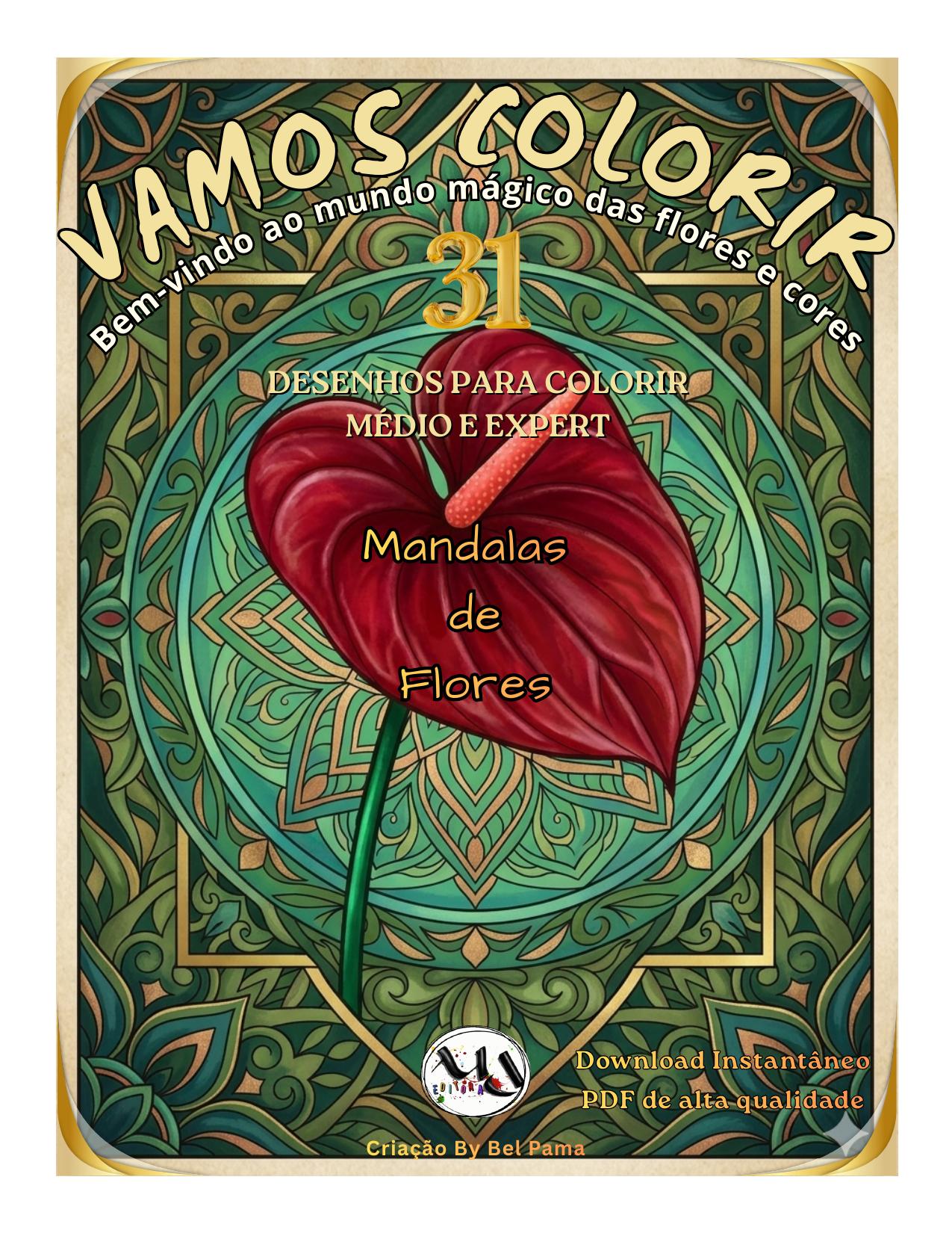 Capa do e-book de colorir Mandalas de Flores, da MDEDITORA