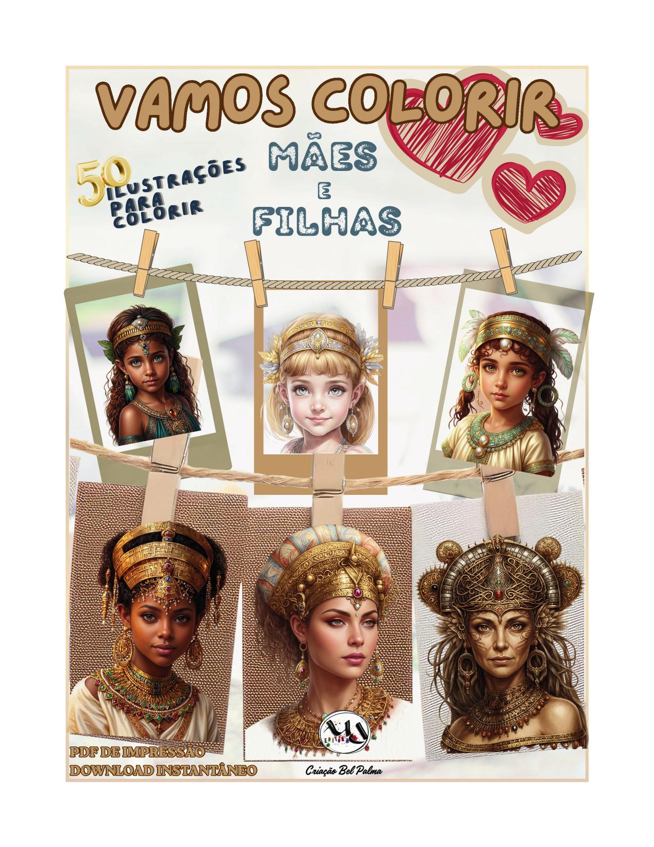 Capa do e-book de colorir Mães e Filhas, da MDEDITORA
