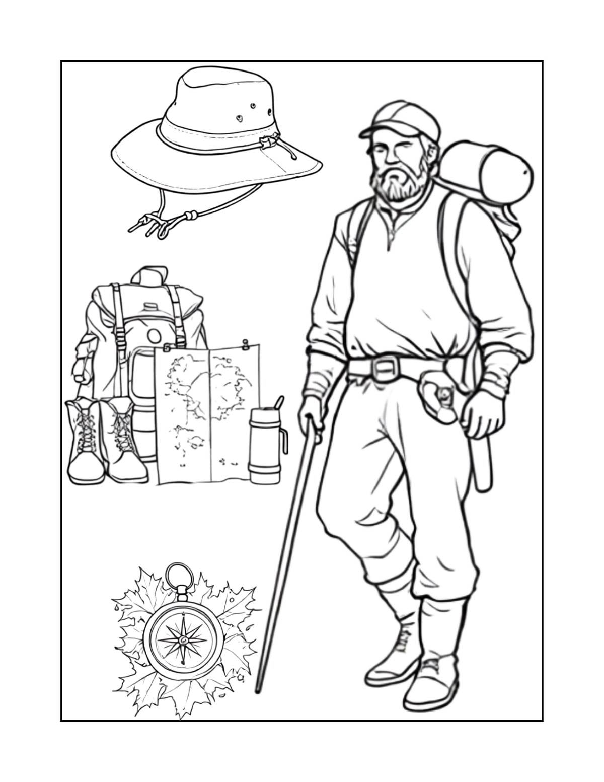 Página de exemplo para colorir do e-book Camping