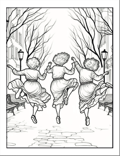 Página de exemplo para colorir do e-book Artes da Vovó