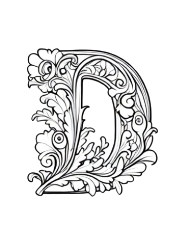 Página de exemplo para colorir do e-book Alfabeto Romântico