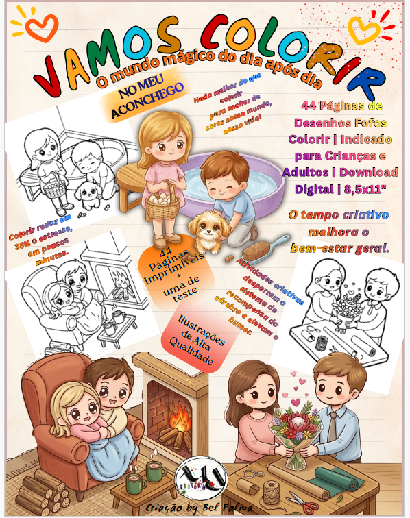 Capa do e-book de colorir No Meu Aconchego, da MDEDITORA