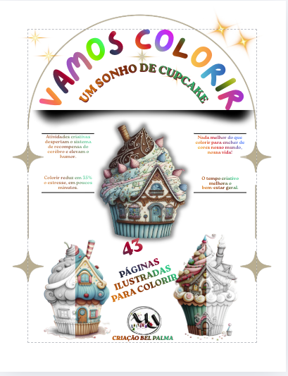 Capa do e-book de colorir Um Sonho de Cupcake, da MDEDITORA