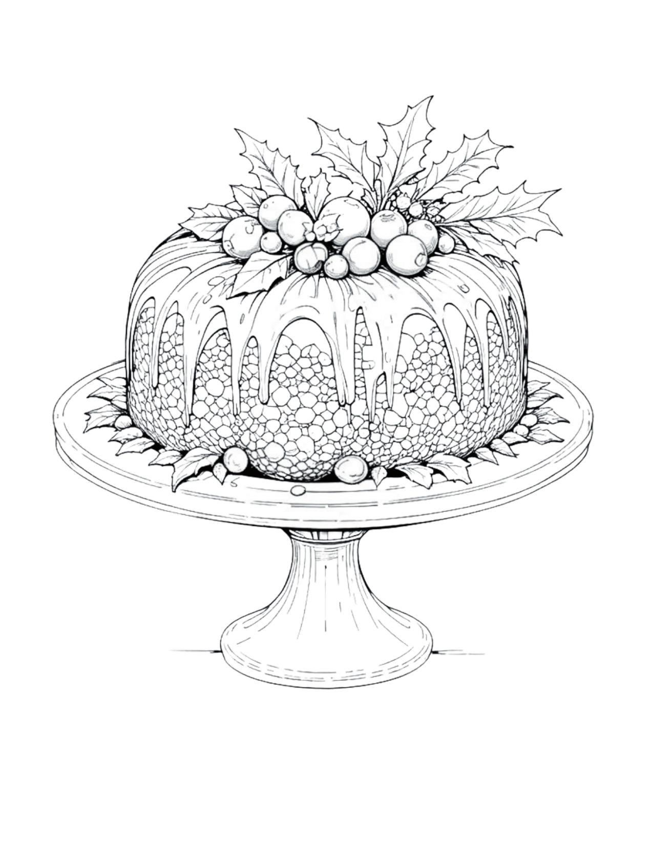 Página de exemplo para colorir do e-book Cakes: Traços e Sabores