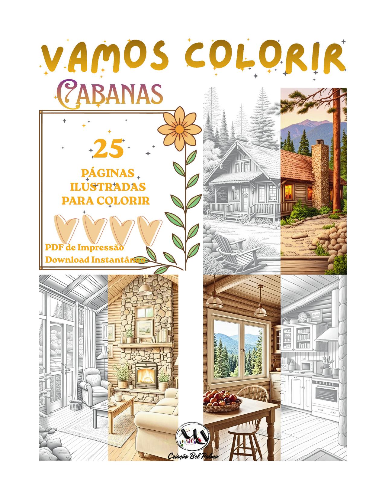 Capa do e-book de colorir Cabanas, da MDEDITORA