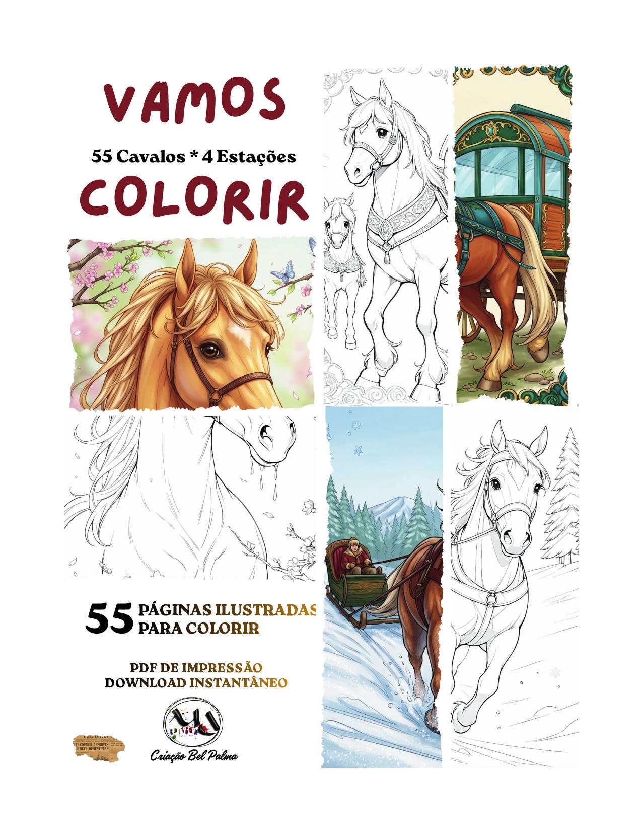 Capa do e-book de colorir Cavalos, da MDEDITORA