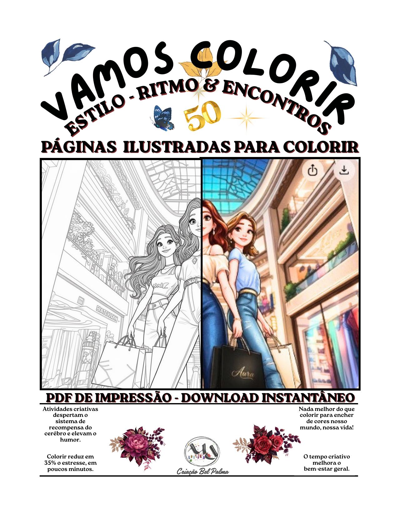 Capa do e-book de colorir Estilo, Ritmo e Encontros, da MDEDITORA