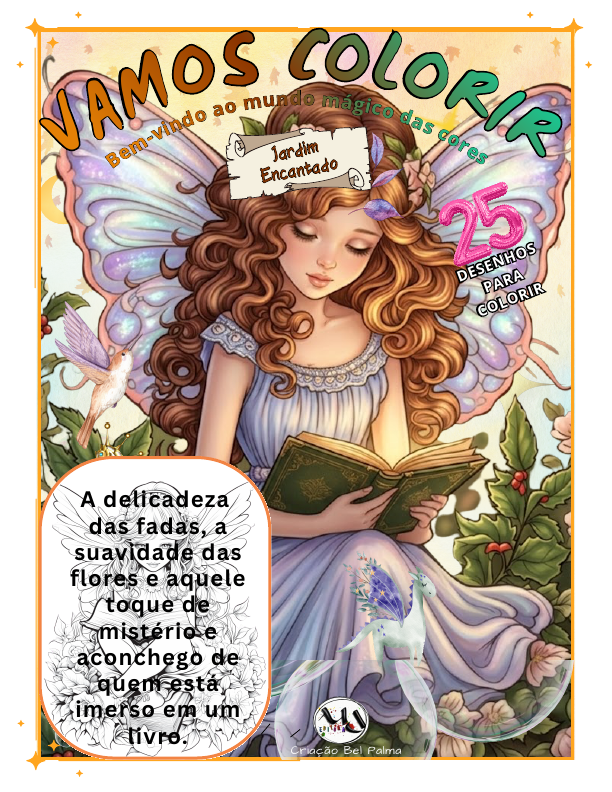 Capa do e-book de colorir Jardim Encantado, da MDEDITORA