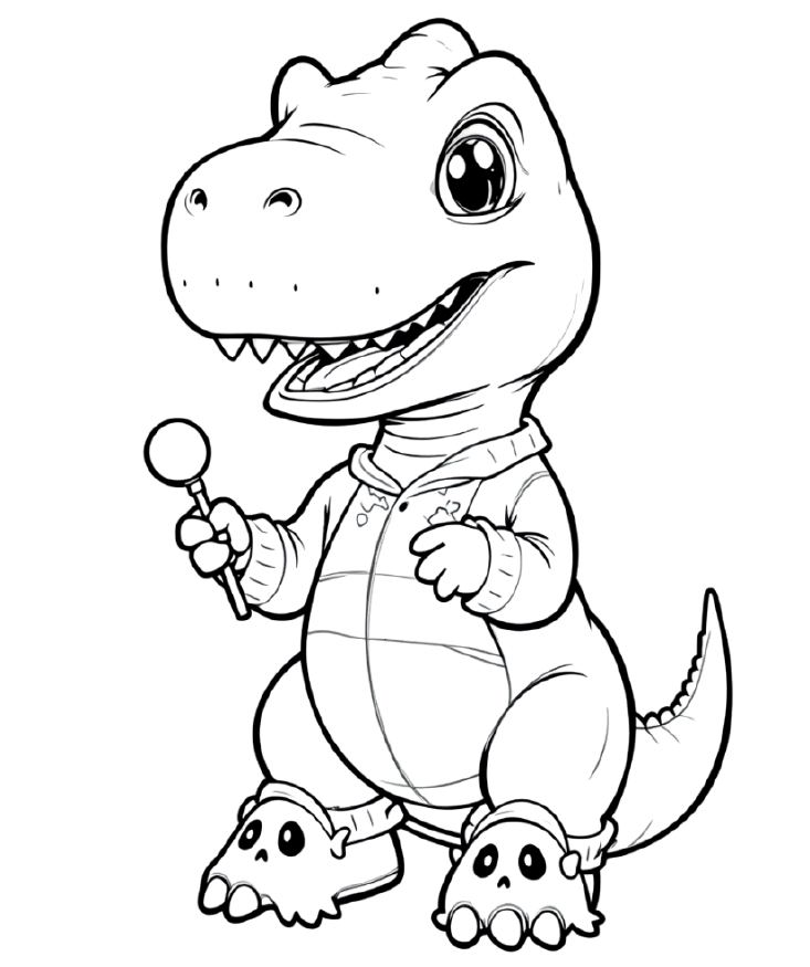 Página de exemplo para colorir do e-book Dino e Sua Turma