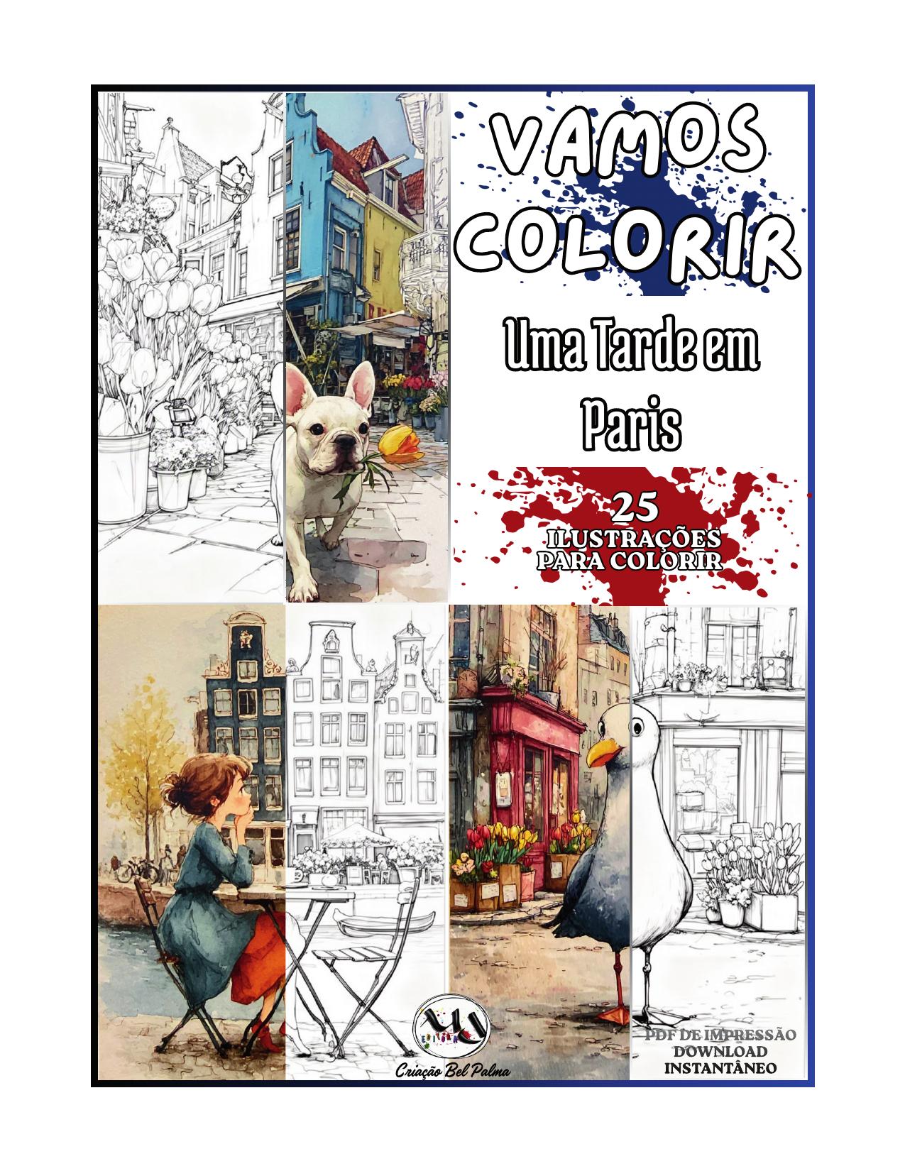 Capa do e-book de colorir Uma Tarde em Paris, da MDEDITORA