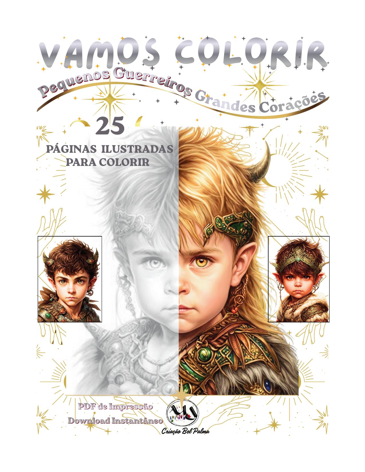 Capa do e-book de colorir Pequenos Guerreiros, Grandes Corações, da MDEDITORA