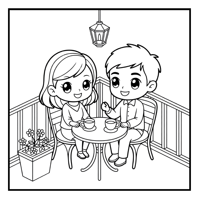 Página de exemplo para colorir do e-book No Meu Aconchego