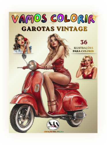Capa do e-book de colorir Garotas Vintage, da MDEDITORA