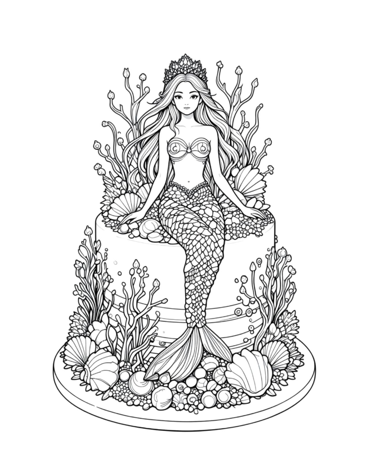 Página de exemplo para colorir do e-book Cakes: Traços e Sabores