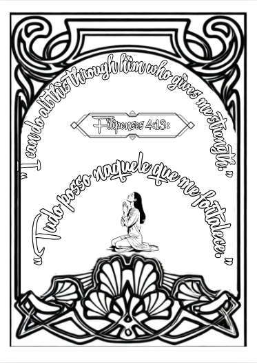 Página de exemplo para colorir do e-book Mensagens Religiosas