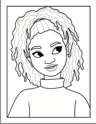 Página de exemplo para colorir do e-book Dê Cor ao Seu Estilo