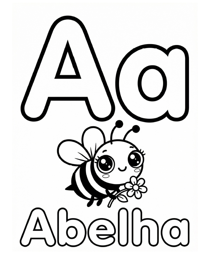 Página de exemplo para colorir do e-book Alfabeto Completo