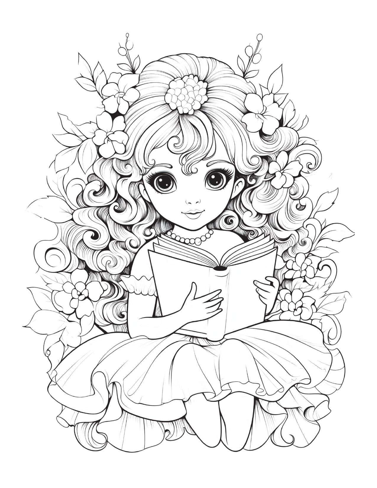 Página de exemplo para colorir do e-book Jardim Encantado